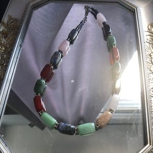 Semi Precious Large Polished Gemstone Earthtones Necklace